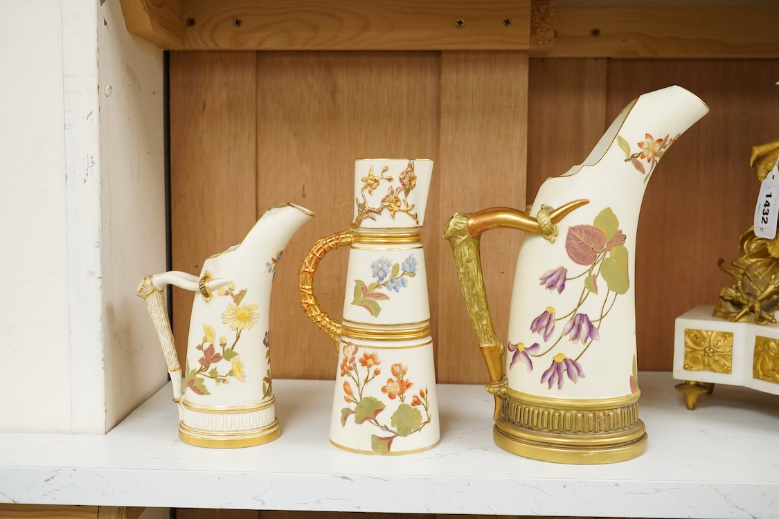 Two graduated Royal Worcester jugs, shape 1116, and another, shape 1047